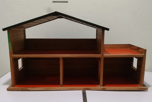 Vintage wooden dollhouse with - dollhouse,
